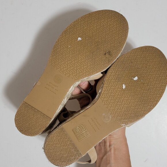 NEW Stuart Weitzman Rosemarie Leather Wedge Sandal Womens 9.5 Cottagecore Y2K - Picture 8 of 10